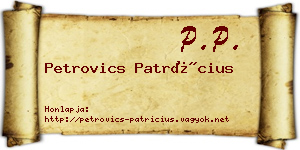 Petrovics Patrícius névjegykártya